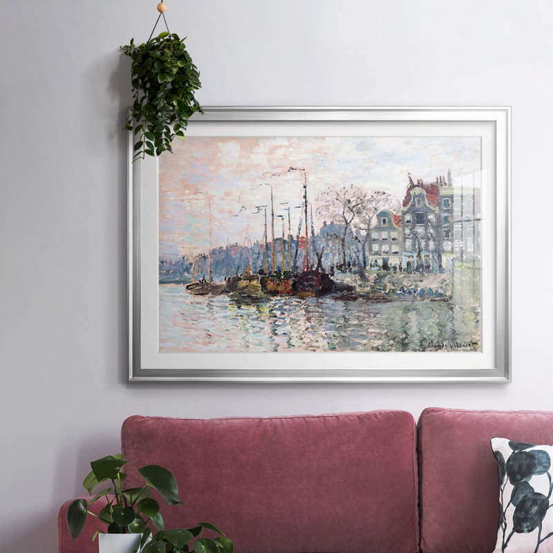 Vue du Kromme Waal à Amsterdam, reproduction d'art sur papier, Argent, H 19 po x l 27 po x P 1,5 po
