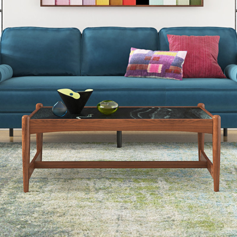 Rohanna Marble Top Coffee Table, Black Marble