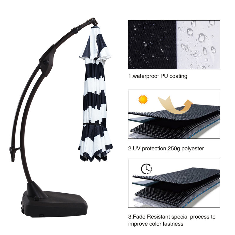 Furio 11' Detachable Offset Patio Cantilever Umbrella With Base