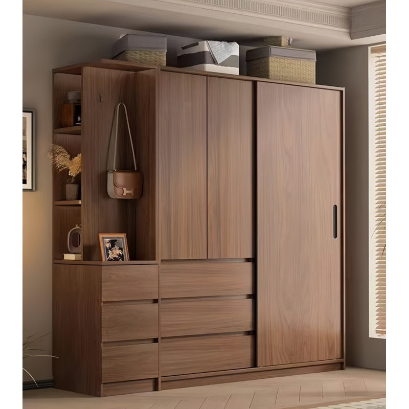 Garde-robe simple foncé classique, H 78,74 po x l 86,61 po x P 23,62 po
