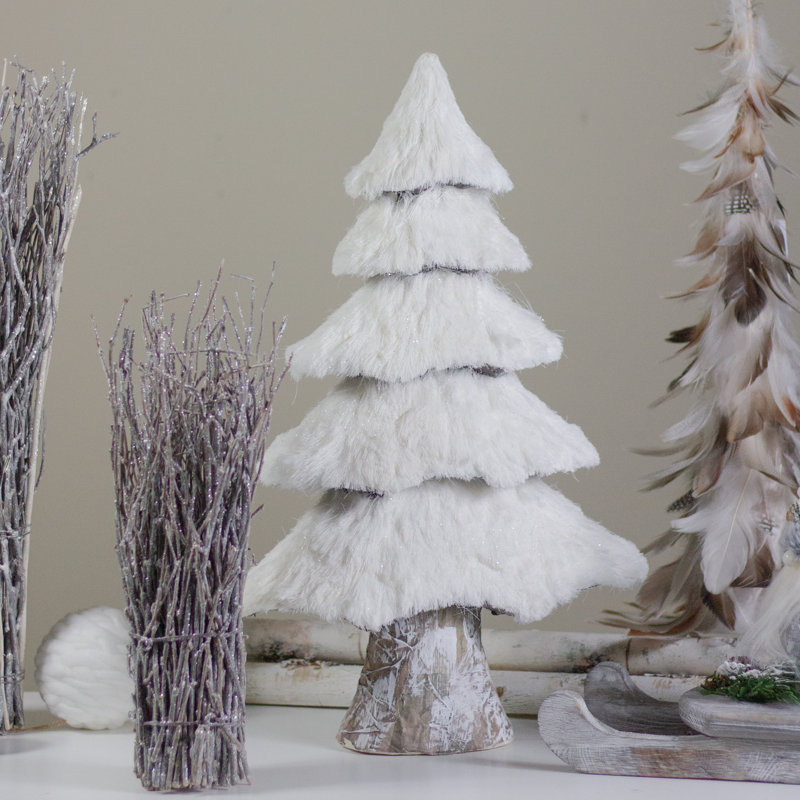 Décoration de Noël en fausse fourrure de bouleau, H 17,25 po x l 10 po x P 4,25 po