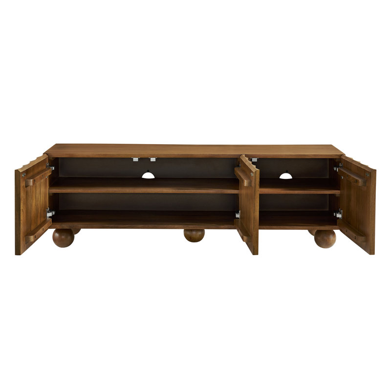 Sorren Scalloped Wood TV Stand, 54", Walnut
