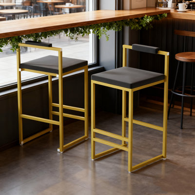 Set Of 2 Bar Stools | Counter Height Velvet Upholstered Dining Chairs, 16.53x15.35x31.69in Square, With Backrest&footrest, 220lb Load/easy Assembly, For Kitchen Island/dining Room
