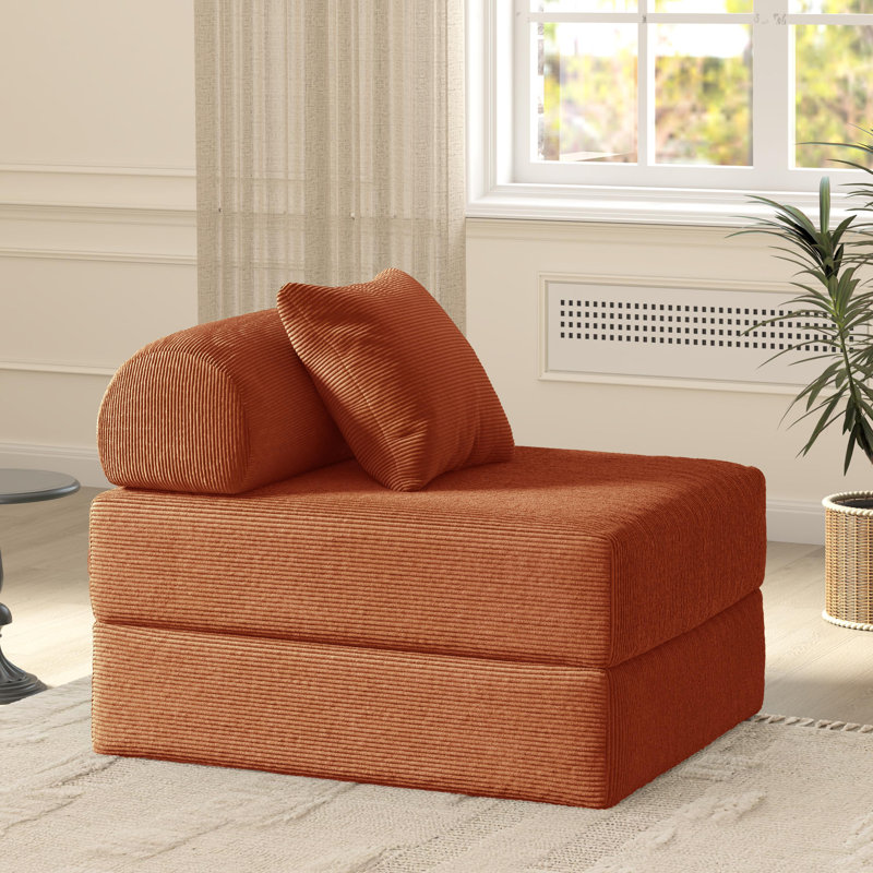 Jordan 31.5''Convertible Sleeper Chair Bed, Orange