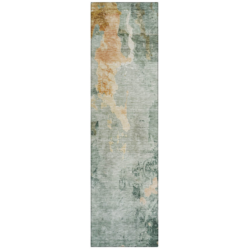 Tapis intérieur / extérieur lavable à la machine Cicel ACN1157 Seafoam, Tapis de couloir 2 pi 3 po x 7 pi 6 po
