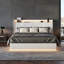 European Double & King Size Velvet Ottoman Bed With Surround LED Lights, Storage Frame With Charging Port, White-1472030395
