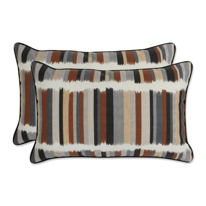 Ebony Multi Striped Indoor/Outdoor Lumbar Throw Pillow Set