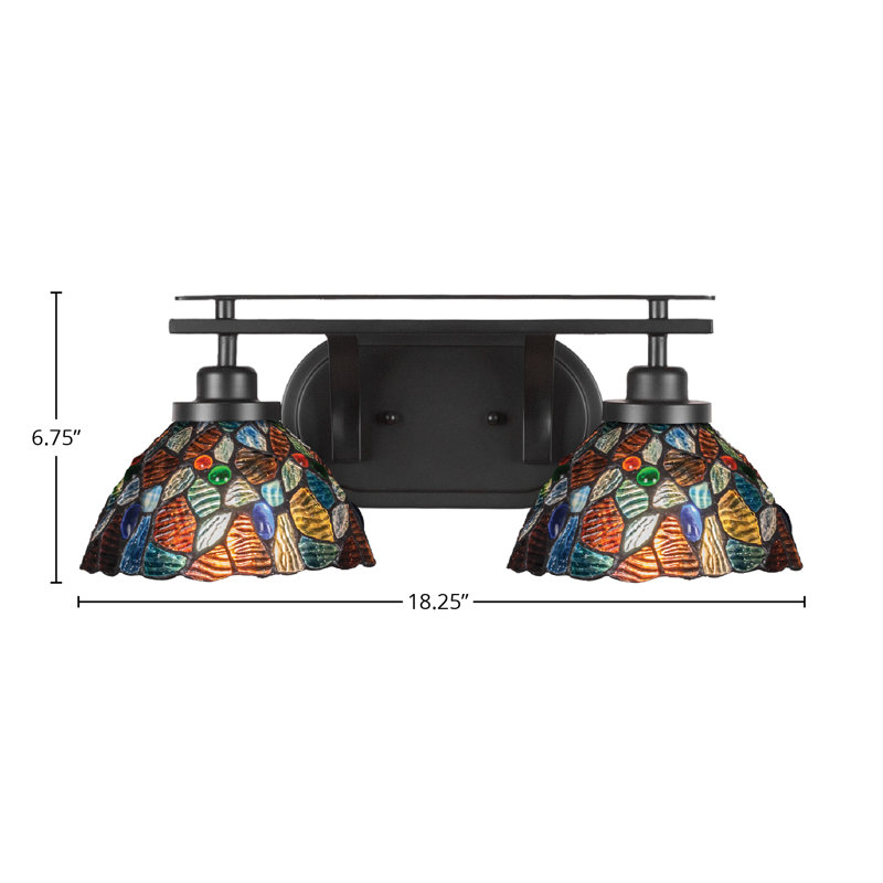 Barre d'éclairage de salle de bain 2 lumières Estella, Noir mat