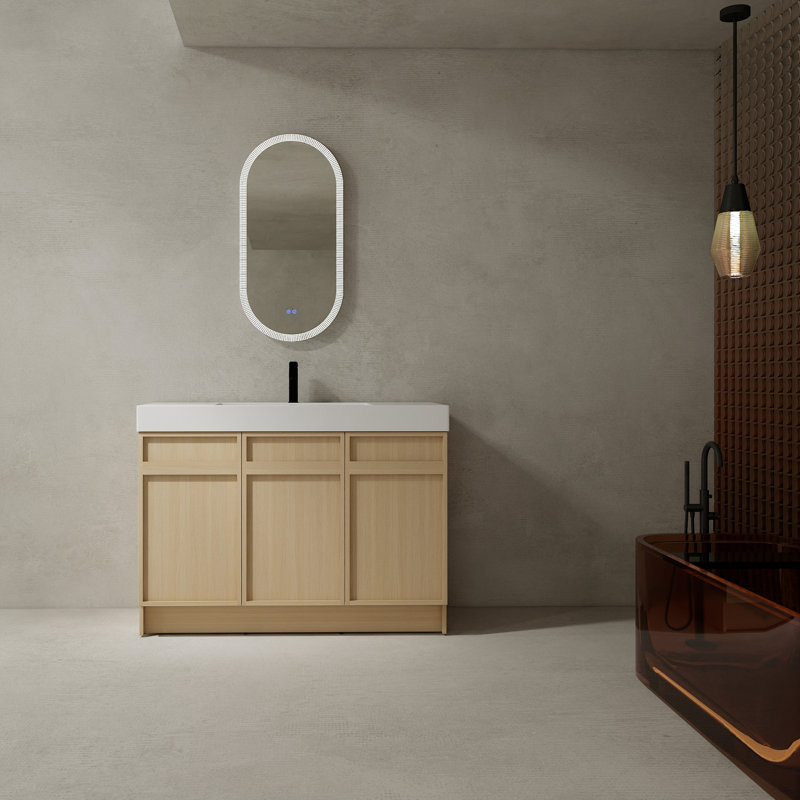 Meuble-lavabo autoportant avec lavabo en résine