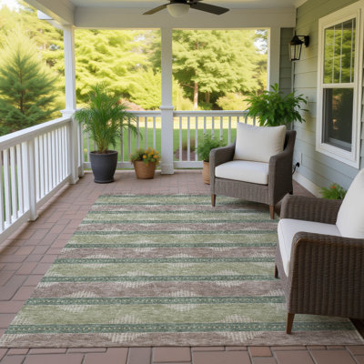 Tapis rayé Lamanna ACN3067 lavable à la machine pour l'intérieur et l'extérieur