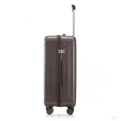 20"/24"/28" 3 Pcs/Set In ABS Spinner Wheel Luggage, Carry On Suitcase, Matching Color, TSA Combination Lock (Brown)