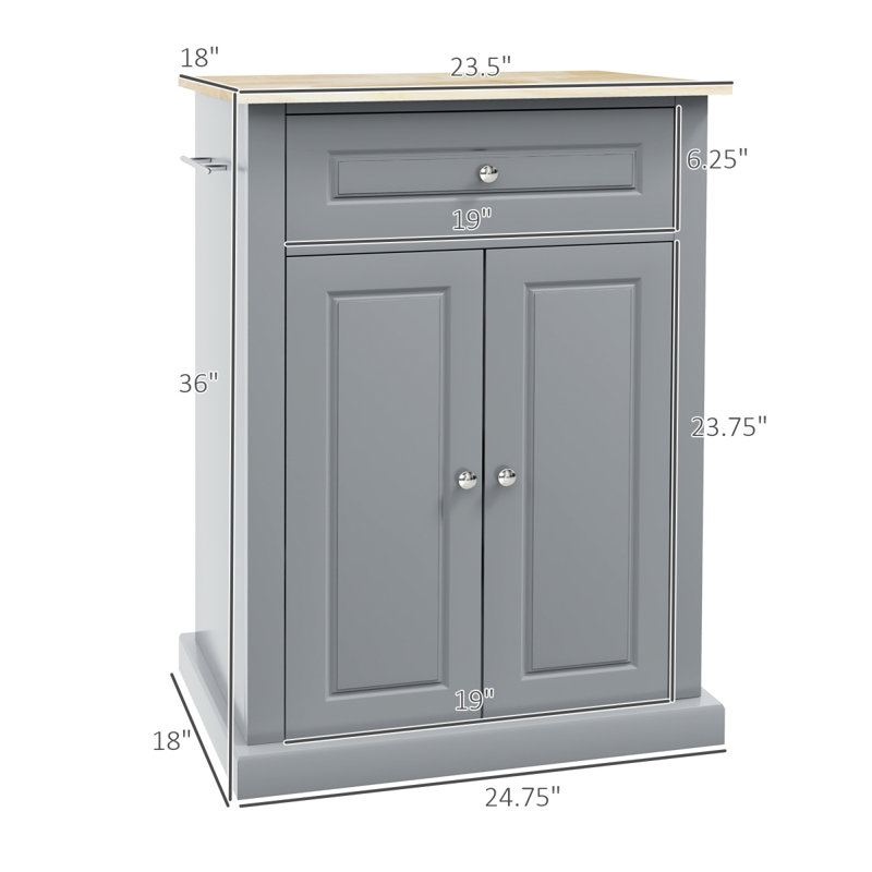 Chariot pour îlot de cuisine avec chariot, table de service portative avec tiroir, tablette réglable et 2 porte-serviettes HOMcom, gris