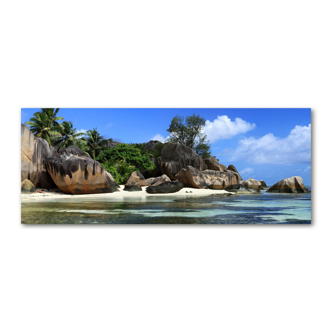 Leinwanddruck - Wandkunst - Drucke auf Leinwand - 125X50 Bildmotiv: Seychellen-Panorama