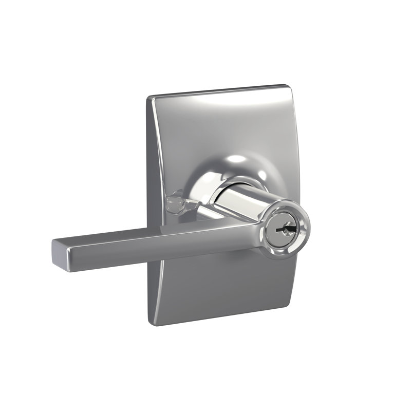 Latitude Keyed Door Lever, Bright Chrome, Yes