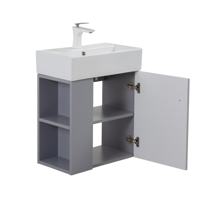 Meuble-lavabo mural 21,6 po avec lavabo en céramique