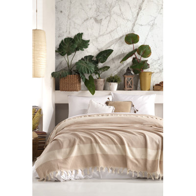 Couvre-lit luxueux à double piqué 100% coton, 78,7 po x 90,6 po | 290 g / m², lavable à la machine à 86 ° F, facile à repasser, couleur beige élégant | Parfait pour les chambres confortables, texture douce et qualité durable