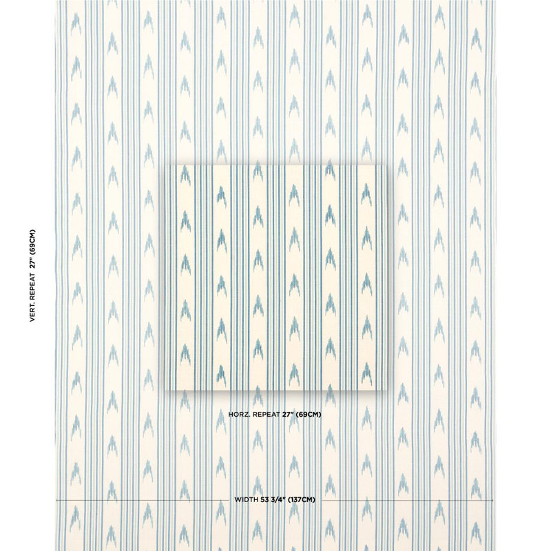 Tissu ikat Santa Barbara Schumacher x Mark D. Sikes, Bleu porcelaine