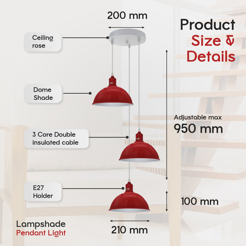 3 - Light Cluster Pendant, No, No, Red
