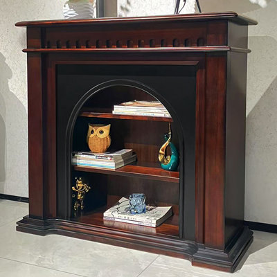 Nut-Brown Solid Wood Electric Fireplace