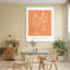 Asseyez-vous et détendez-vous sur une toile orange, design par lettré et doublé-434366843
