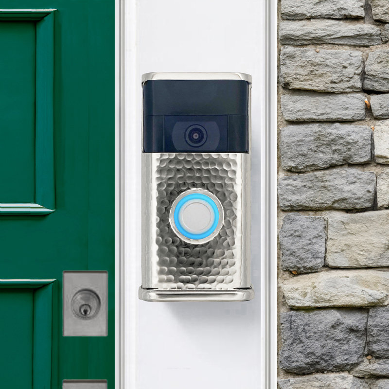 Housse de sonnette martelée pour vidéo (compatible avec Ring 2nd Gen), Argent poli