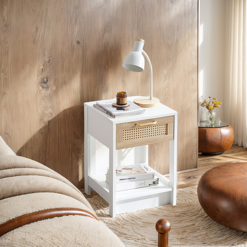 Table de bout avec rangement Aventino, Blanc