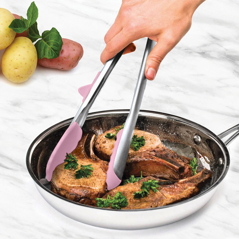 Pinces en silicone 13,25 po pour cuisiner, griller et servir Tovolo, sorbet rose