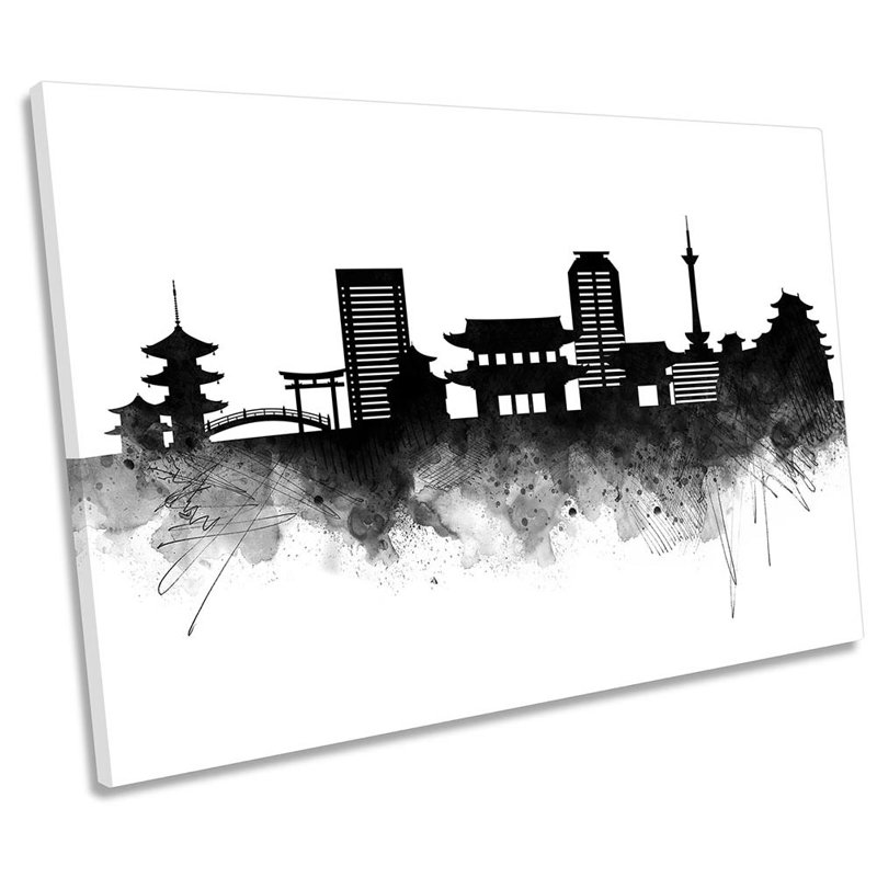 Kyoto City Skyline - Wrapped Canvas Print, 30.5cm H x 45.7cm W x 2cm D