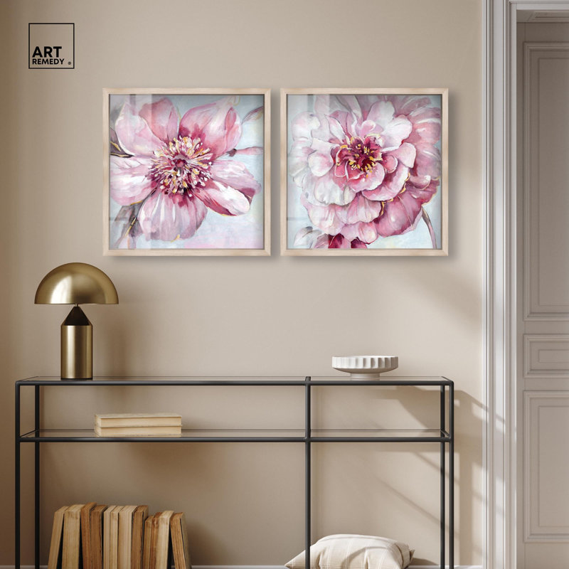 Blush Pink Floral Art , H 21 po x l 21 po, Crème, crème