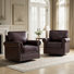 Auer Traditional Genuine Leather Swivel Rocker Chair Set of 2