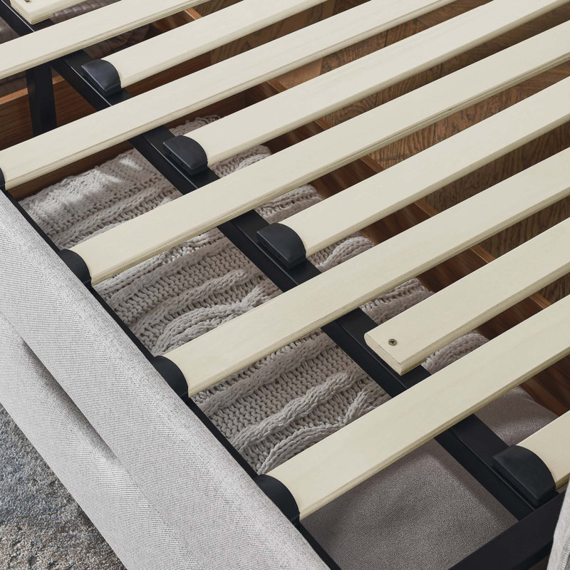 Lit de jour simple extensible avec lit gigogne, Beige