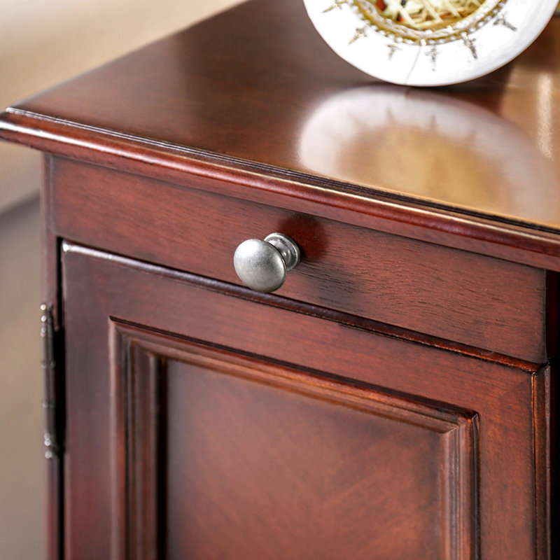 Porte-gobelet escamotable transitionnel pour table d'appoint avec prise USB intégrée, Cerisier