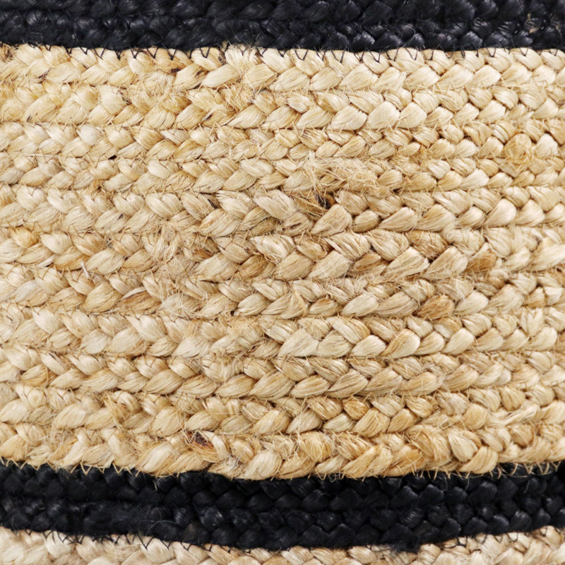 Panier de rangement en jute à rayures Rosecliff, Noir / Brun / Brun clair, H 19 po x l 19 po x P 19 po