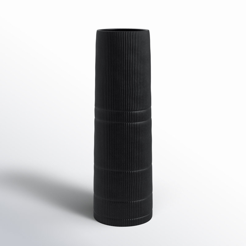 Rachael Modern Neutral Ceramic Vase, 18" H x 6" W x 6" D, Black