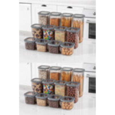 24-Piece Storage Box Set, Anthracite Color, 8 Boxes 10 x 10 x 9.5 in (550 ml), 8 Boxes 10 x 10 x 16.5 in (1200 ml), 8 Boxes 10 x 10 x 24.0 in (1750 ml) | 100% BPA-Free Plastic, Dishwasher Safe | Ideal for Organizing Home and Office