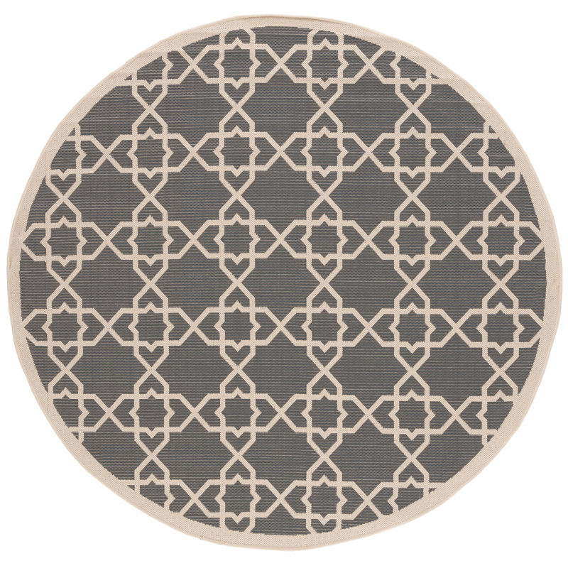 Courtyard Performance Geometric Indoor/Outdoor Area Rug, Round 6'7"