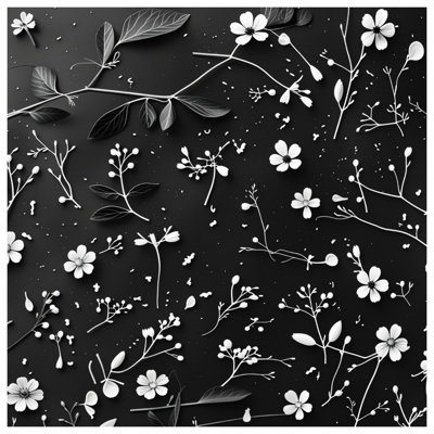 Couvre-lit matelassé à motif floral noir et blanc