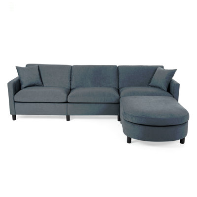 107.87'Sectional Sofa Couch With 1 Ottoman,Seat Cushion And Back Cushion Removable