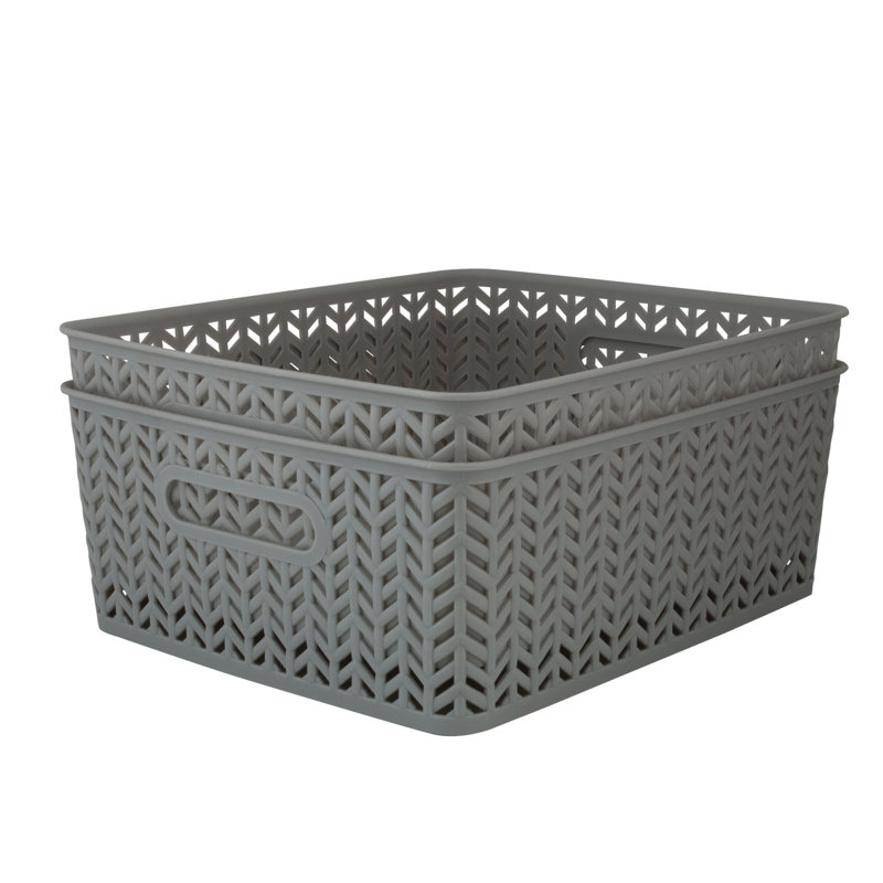 Simplify Plastic Decorative Bin, Gray