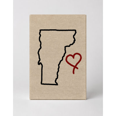 Love Vermont State Outline — Portrait Canvas Wall Art