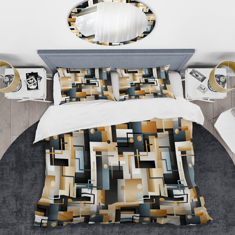Ensemble de housse de couette géométrique Metropolitan Neutral Color Geometric
