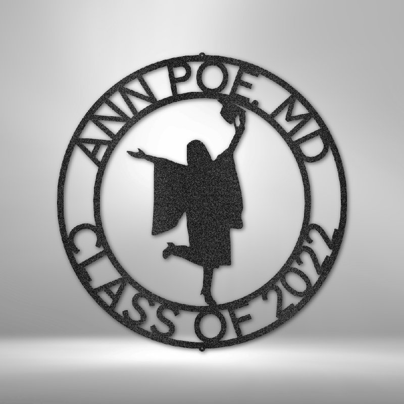 Monogramme de graduation personnalisé, Noir, H 14,25 po x l 14,5 po x P 0,5 po, Oui