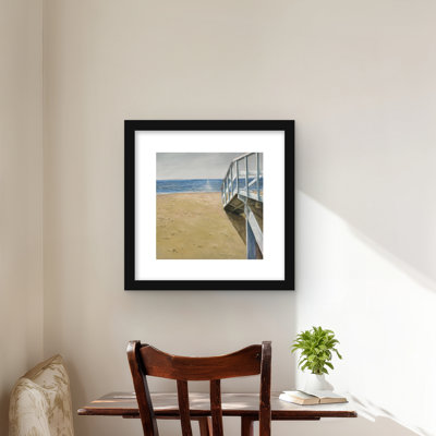 Seaside Landscape - Beige Landscape, reproduction encadrée
