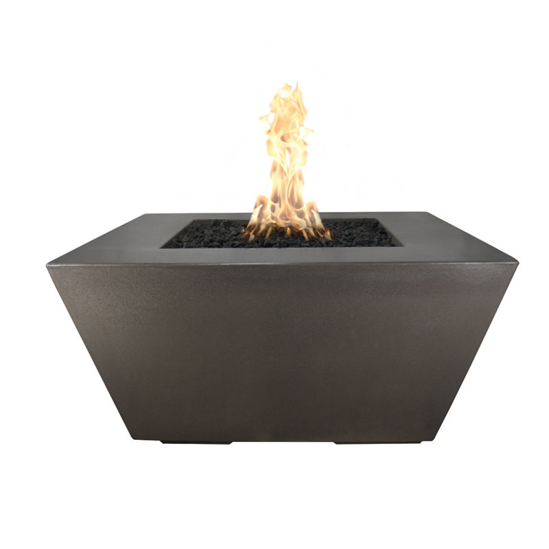 Redan Square Concrete Smokeless Fire Pit Table, Chocolate, Propane