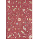 Floral Area Rug in Red