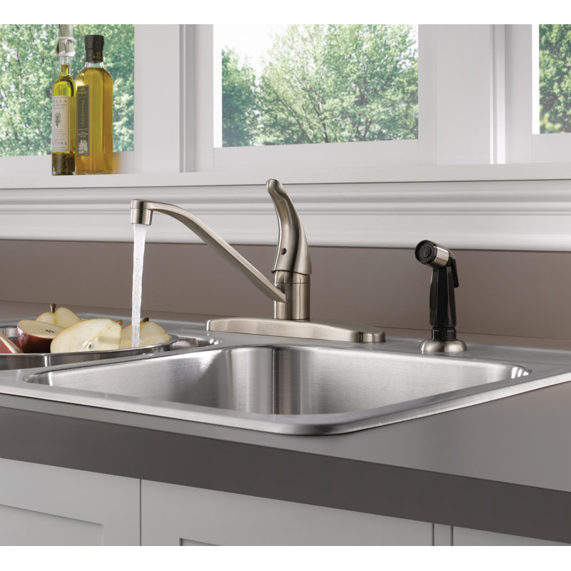 Core Single-Handle Kitchen Sink Faucet with Side Sprayer, 3-Hole Kitchen Faucet, Stainless Steel