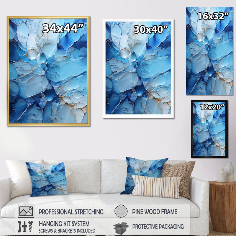 Minimalisme Groenland Geode Explosion sur toile, H 32 po x l 16 po x P 1 po, Cadre naturel flottant