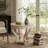 Curved Legs Farmhouse Style Round Coffee Table with Distressed Wood Grain and Storage Drawers for Living Room-2029515679