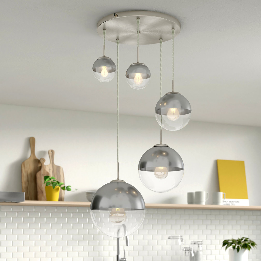 Saundra 5 - Light Matt Brushed Nickel Cluster Pendant