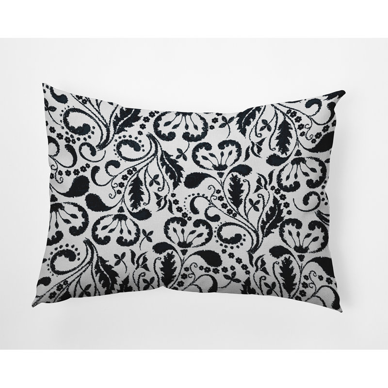 Floral Reversible Throw Pillow, Black